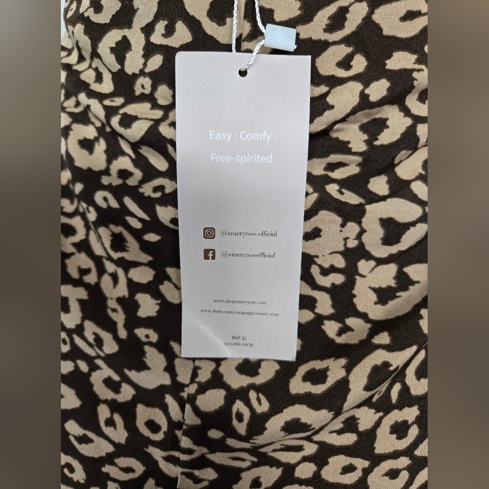 New Emery Rose L Skirt A Line Flowy Comfort High Vent Slit Brown Beige - Picture 4 of 9